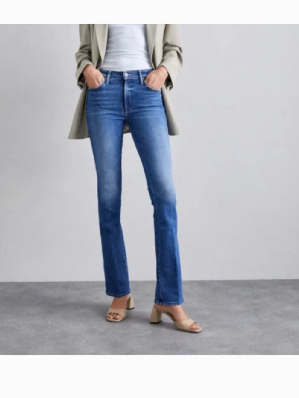 Mother The Double Insider Heel Jeans in Opposites Attract Blue Sz 29